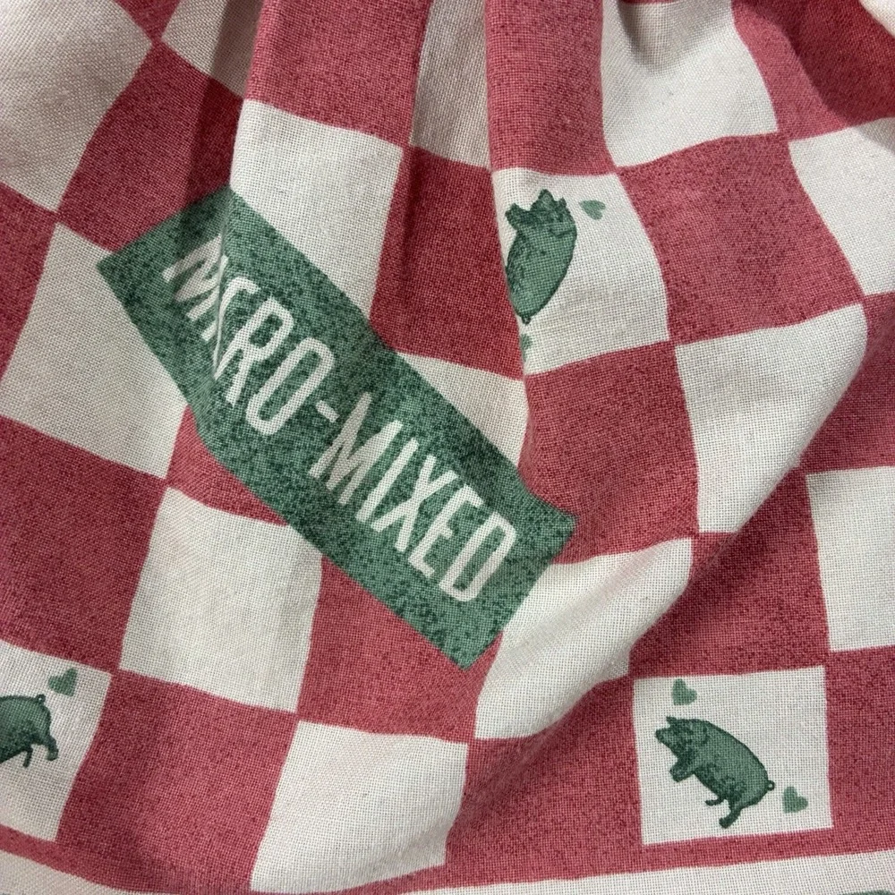 Country Style Waist Apron Red Check Bunny Rabbit Good Things Print Cottagecore